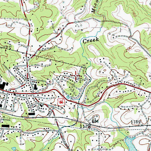 Topographic Map of Town of Valdese, NC