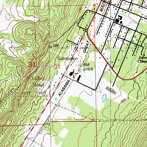 Topographic Map of Town of Valley Head, AL