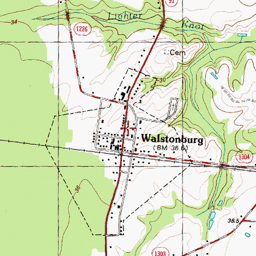 Topographic Map of Town of Walstonburg, NC