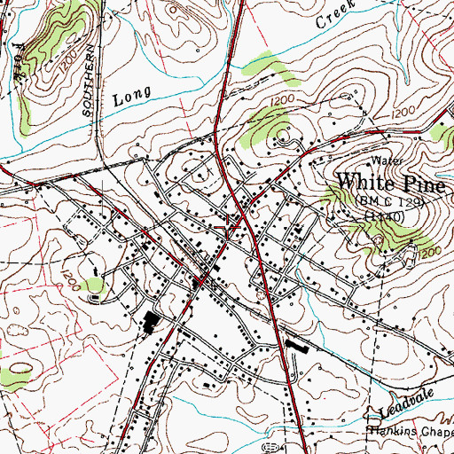 Topographic Map of Town of White Pine, TN