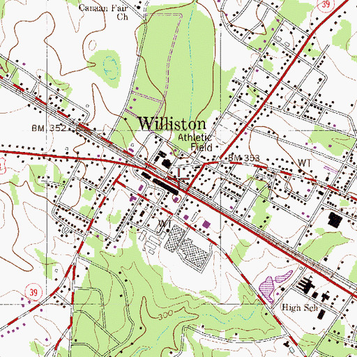 Topographic Map of Town of Williston, SC