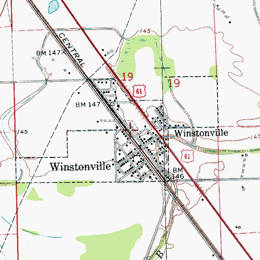 Topographic Map of Town of Winstonville, MS