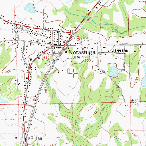 Topographic Map of Town of Notasulga, AL
