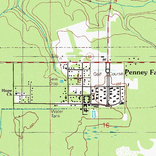 Topographic Map of Town of Penney Farms, FL