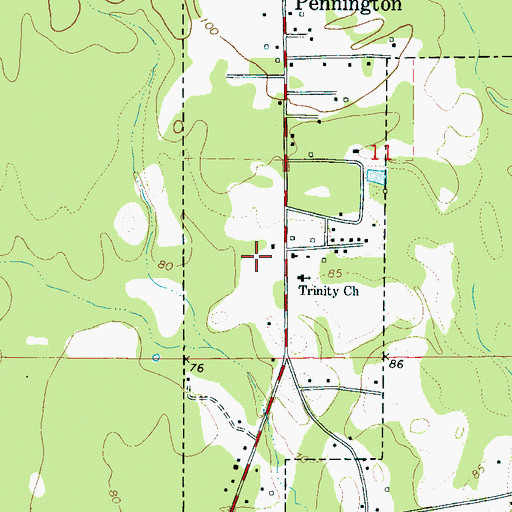 Topographic Map of Town of Pennington, AL