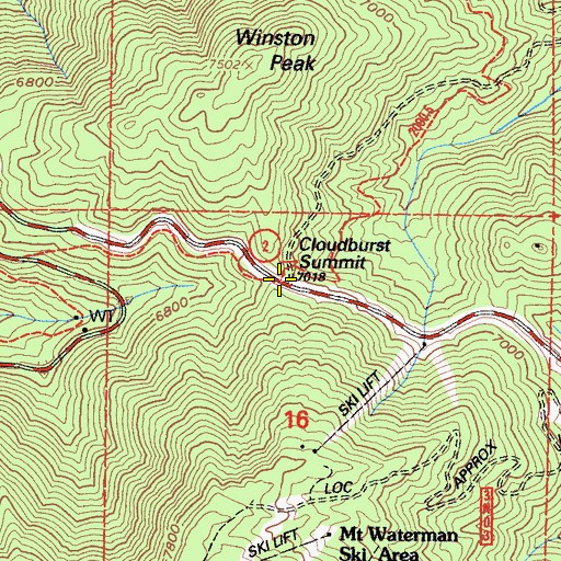 Topographic Map of Cloudburst Summit, CA