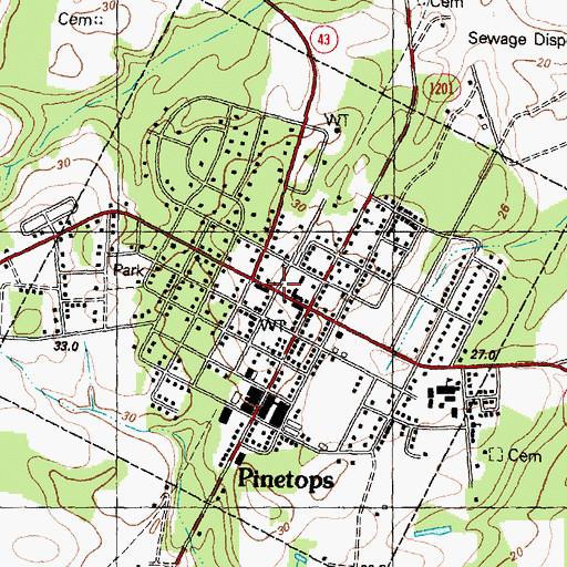 Topographic Map of Town of Pinetops, NC