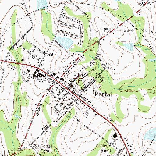 Topographic Map of Town of Portal, GA