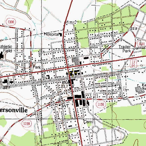 Topographic Map of Town of Robersonville, NC