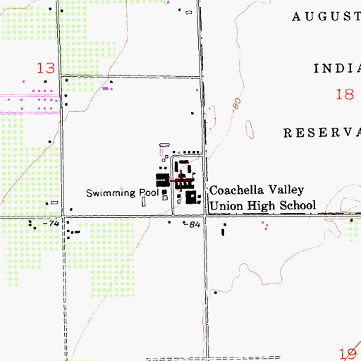 Topographic Map of Coachella Valley High School, CA