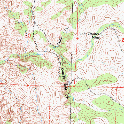 Topographic Map of Coarse Gold Creek, CA