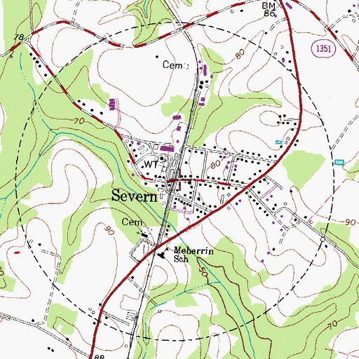 Topographic Map of Town of Severn, NC