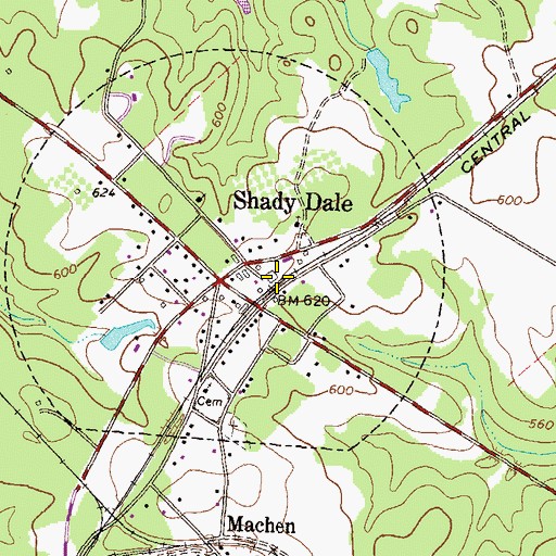 Topographic Map of Town of Shady Dale, GA