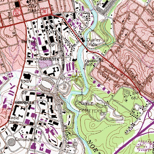 Topographic Map of Unified Government of Athens-Clarke County (Balance), GA
