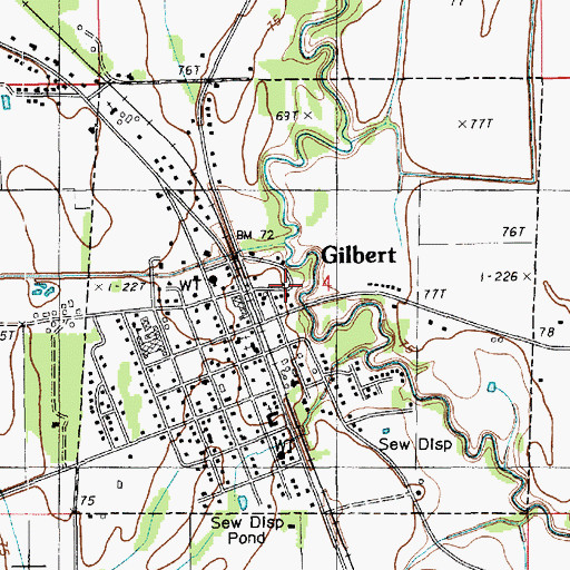 Topographic Map of Village of Gilbert, LA