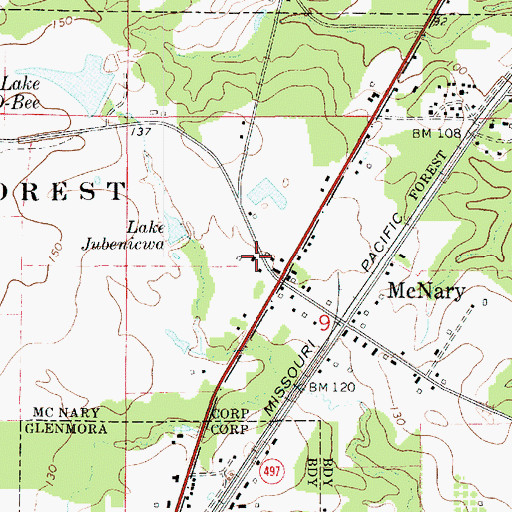 Topographic Map of Village of McNary, LA