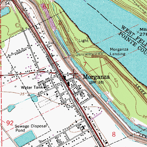 Topographic Map of Village of Morganza, LA