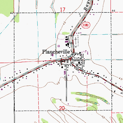 Topographic Map of Village of Plaucheville, LA