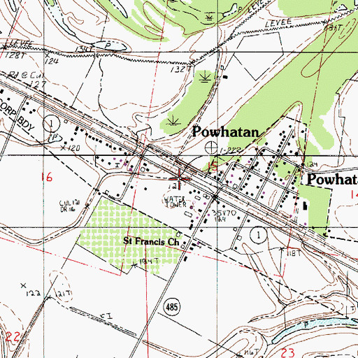 Topographic Map of Village of Powhatan, LA