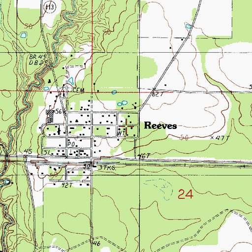 Topographic Map of Village of Reeves, LA