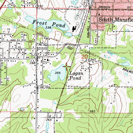 Topographic Map of Village of South Mansfield, LA