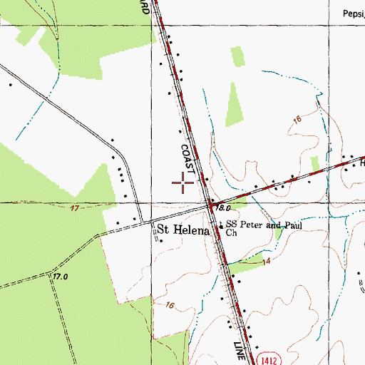 Topographic Map of Village of Saint Helena, NC