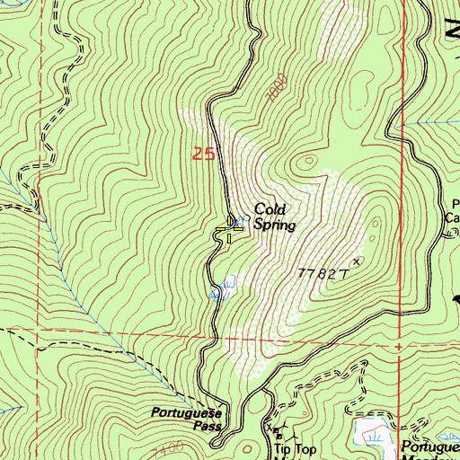 Topographic Map of Cold Spring, CA
