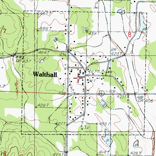Topographic Map of Village of Walthall, MS