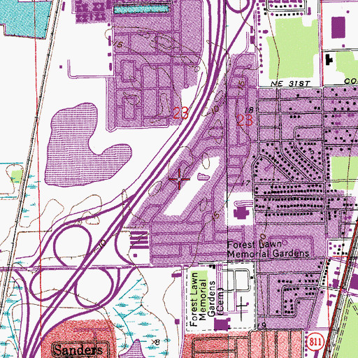 Topographic Map of Leisureville, FL