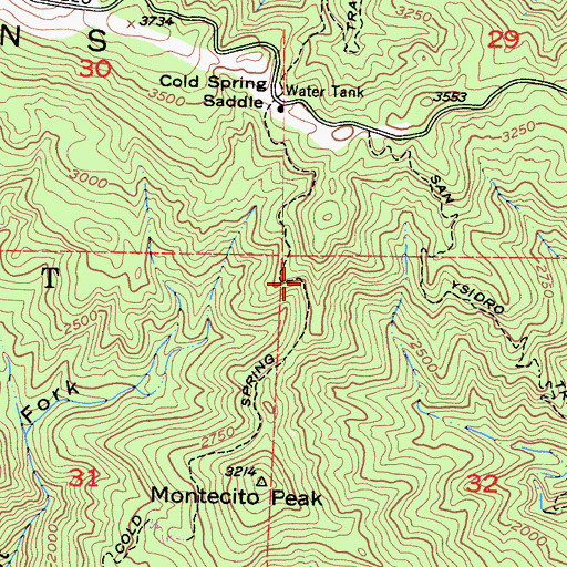 Topographic Map of Cold Spring Trail, CA