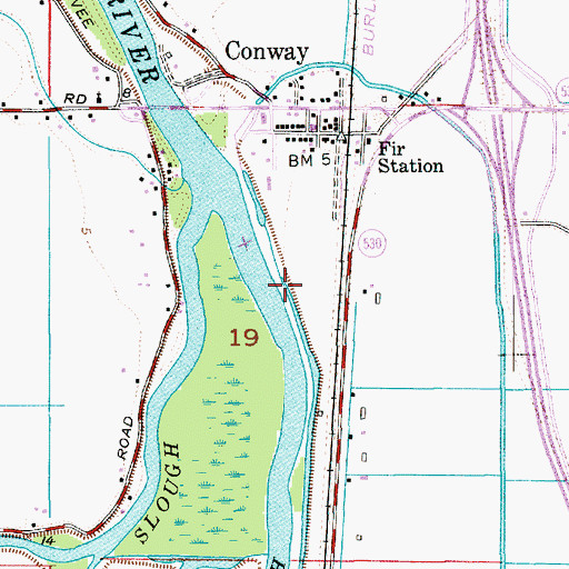 Topographic Map of Conway Census Designated Place, WA