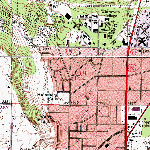 Topographic Map of Country Homes Census Designated Place, WA