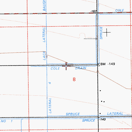 Topographic Map of Cole Drain, CA