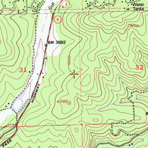Topographic Map of Arnold Census Designated Place, CA