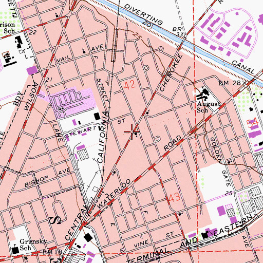 Topographic Map of August Census Designated Place, CA