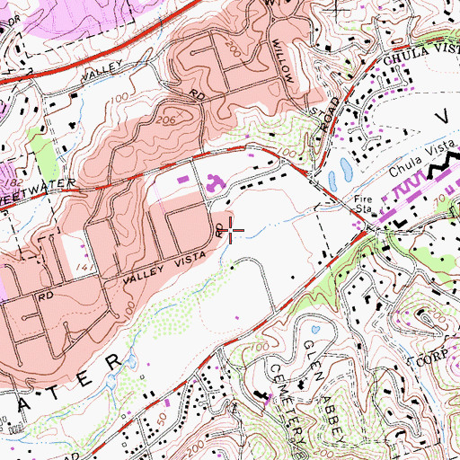 Topographic Map of Bonita Census Designated Place, CA