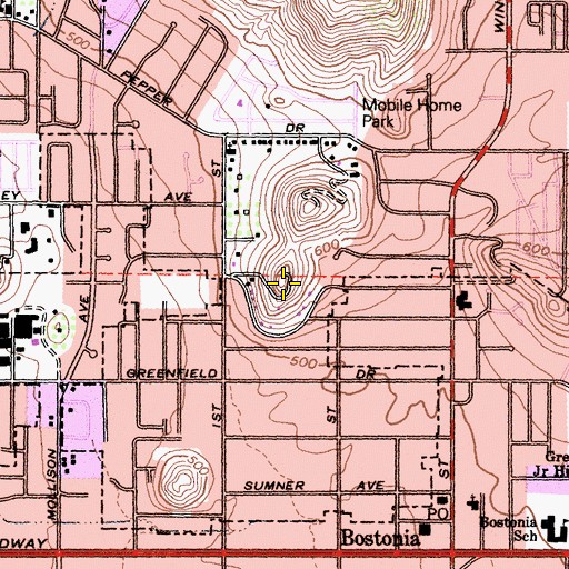 Topographic Map of Bostonia Census Designated Place, CA