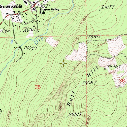 Topographic Map of Challenge-Brownsville Census Designated Place, CA