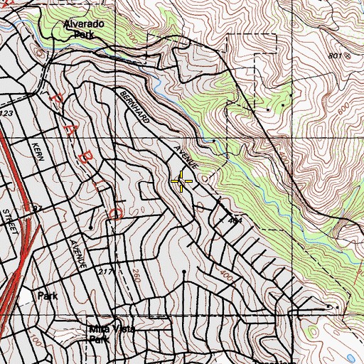 Topographic Map of East Richmond Heights Census Designated Place, CA