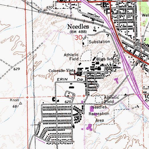 Topographic Map of Vista Colorado Elementary School, CA