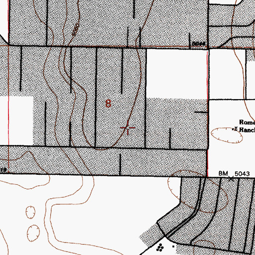 Topographic Map of El Cerro-Monterey Park Census Designated Place (historical), NM