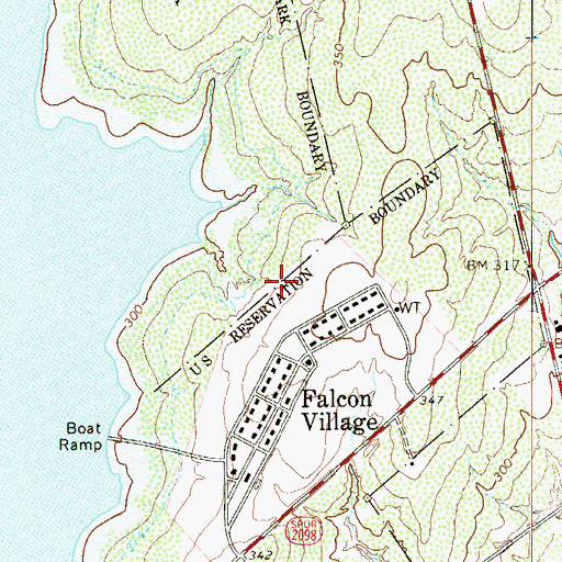 Topographic Map of Falcon Village Census Designated Place, TX