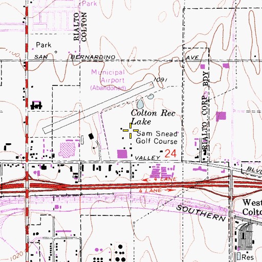 Topographic Map of Colton Recreation Lake, CA