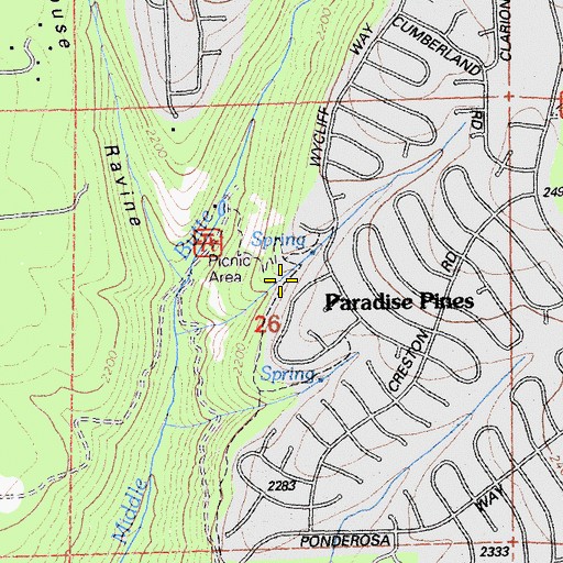 Topographic Map of Magalia Census Designated Place, CA