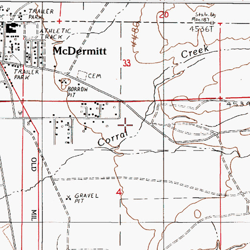 Topographic Map of McDermitt Census Designated Place, NV