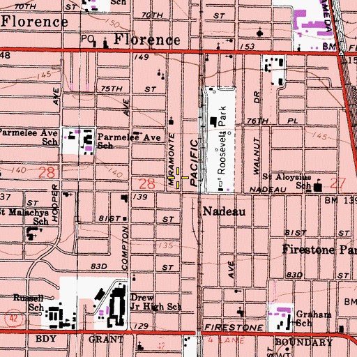 Topographic Map of Florence-Graham Census Designated Place, CA