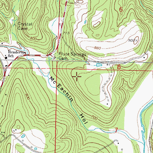 Topographic Map of Flute Springs Census Designated Place, OK