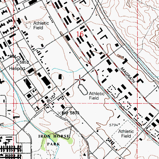 Topographic Map of Fort Carson Census Designated Place, CO