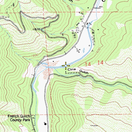 Topographic Map of French Gulch Census Designated Place, CA