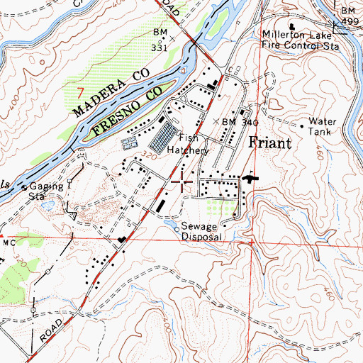 Topographic Map of Friant Census Designated Place, CA